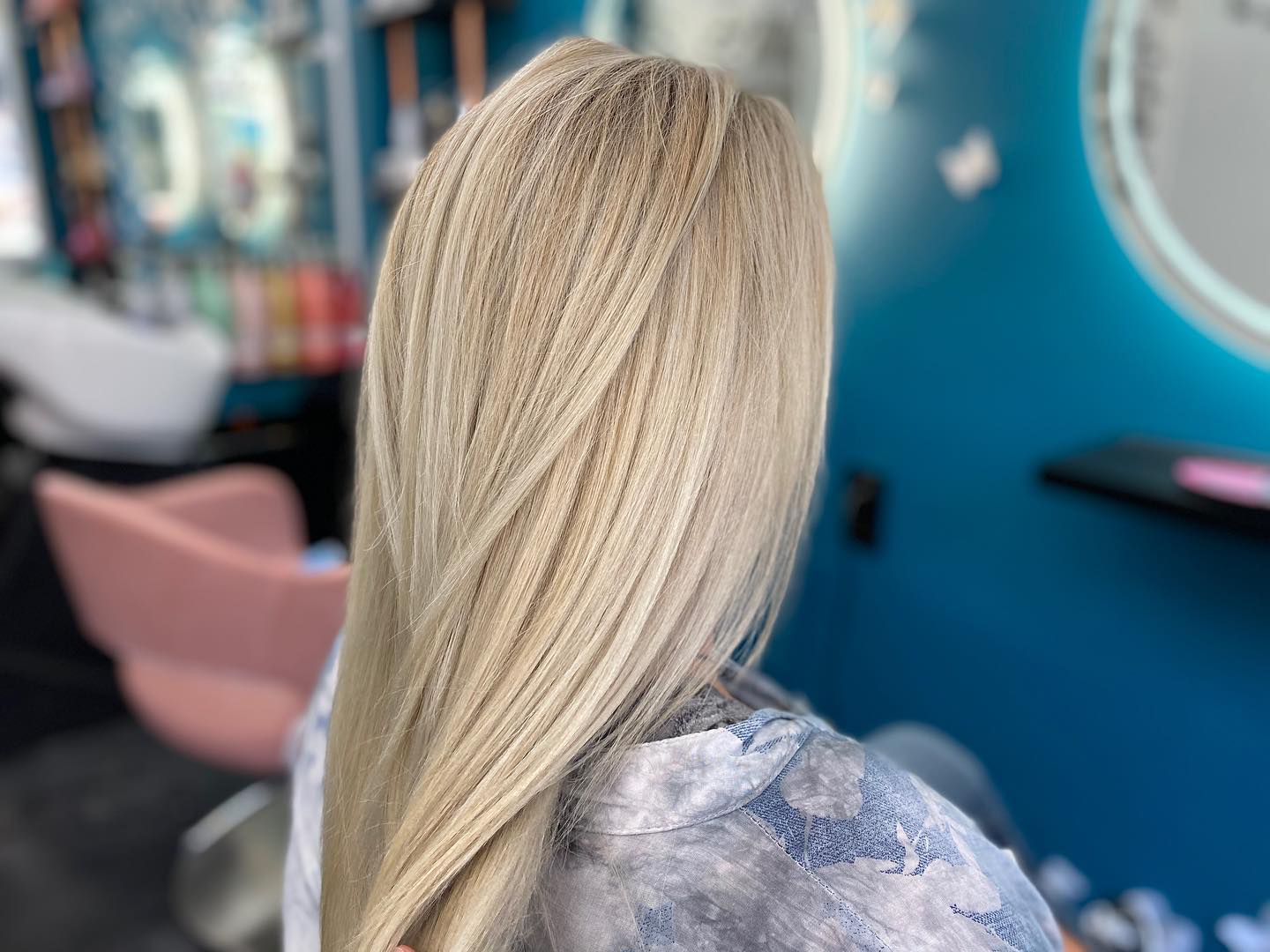 Soft platinum blonde balayage